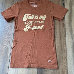 NWOT CODEWORD T-Shirt Womens XS Orange Fall Extra Small Graphic Top